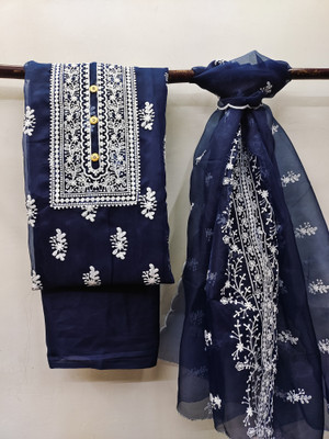 manvaa Organza Embroidered Salwar Suit Material