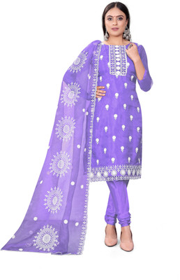 manvaa Organza Embroidered Salwar Suit Material