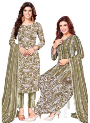 EverEthnic Cotton Blend Printed Salwar Suit Material