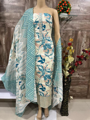 PUNRASAR TEXTILE Cotton Blend Floral Print Salwar Suit Material