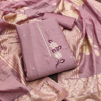 PANZORA Silk Blend Embroidered Salwar Suit Material