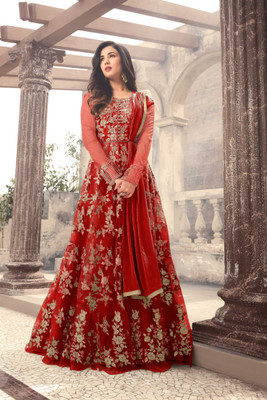 DIVINE INTERNATIONAL TRADING CO Net/Lace Embroidered, Self Design Salwar Suit Material