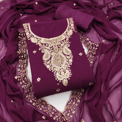 manvaa Georgette Embroidered Salwar Suit Material