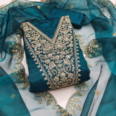 Divastri Organza Embroidered Salwar Suit Material