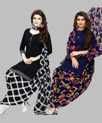 Caoimhe Crepe Solid, Printed Salwar Suit Material