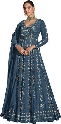 ICEQUBEFAB Chiffon Embroidered Salwar Suit Material