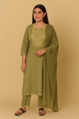 Pransh Collections Cotton Blend Embroidered Salwar Suit Material