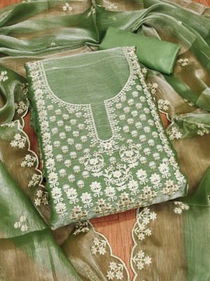 PANZORA Silk Blend Embroidered Salwar Suit Material