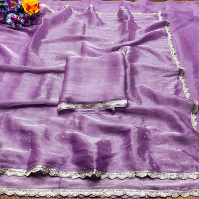 greeva enterprise Embellished Bollywood Jimmy choo Saree(Purple)