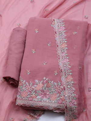 Meena Bazaar Cotton Blend Embroidered Salwar Suit Material