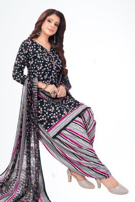 SatSpirited Crepe Printed Salwar Suit Material