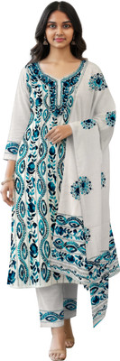 SHRISTI CLOTHINGS Pure Cotton Embroidered Salwar Suit Material