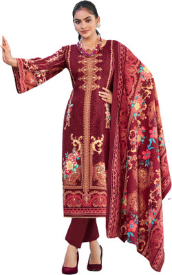 DRAVINAM Trends Viscose Rayon Embellished Salwar Suit Material