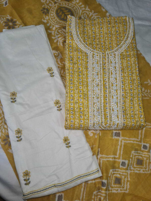 Modern Super Cotton Blend Embroidered Salwar Suit Material