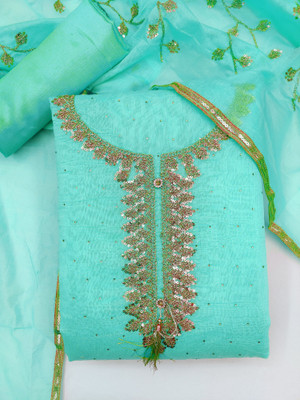 MUMAL Chanderi Embroidered Salwar Suit Material