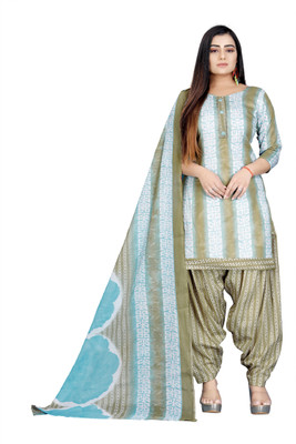 ZIKIGO Cotton Blend Printed Kurta & Patiyala Material