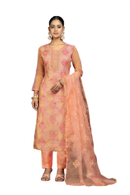HERE&NOW Organza Printed Salwar Suit Material