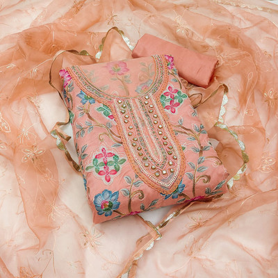 NEGRONI Organza Floral Print Salwar Suit Material