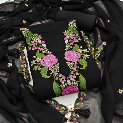 BlissFlair Georgette Embroidered Kurta Fabric