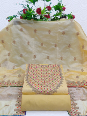 Tavas Chanderi Embroidered Salwar Suit Material