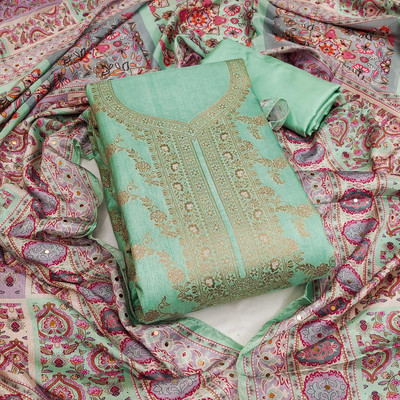 manvaa Jacquard Embellished Salwar Suit Material