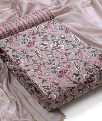 YANKITA Cotton Blend Floral Print Kurta & Patiyala Material