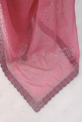 greeva enterprise Embroidered Bollywood Organza Saree(Pink)