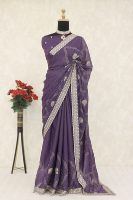 SHUBHDRASHTI NX Embroidered Bollywood Georgette Saree(Purple)