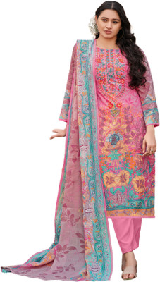 DRAVINAM Trends Pure Cotton Embroidered Salwar Suit Material