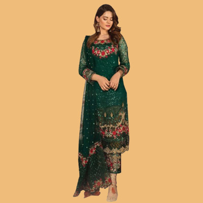 ADOLTEXTILE Georgette Embroidered Kurta & Churidar Material