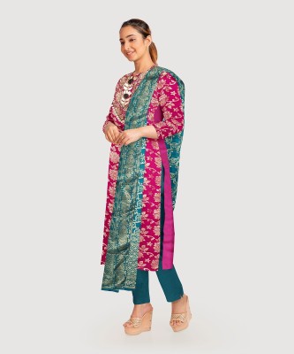 MUNAIFGARMENTS Art Silk Floral Print Salwar Suit Material