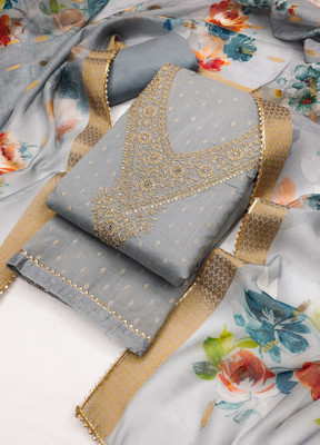 Tavas Chanderi Embroidered Salwar Suit Material