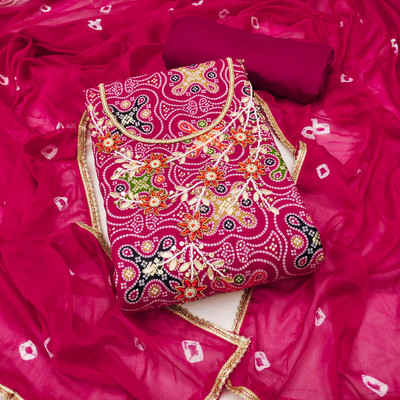 ShopGlobal Cotton Blend Embellished Salwar Suit Material