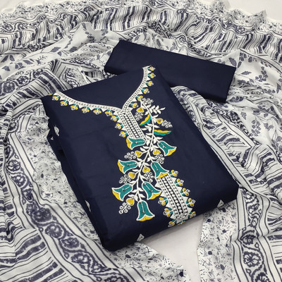KV Fashion Pure Cotton Embroidered Salwar Suit Material
