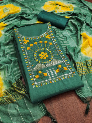 Blissta Silk Blend Embroidered Salwar Suit Material