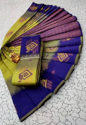 GATISHVAM TEXTILE Woven Banarasi Art Silk Saree(Blue, Green)