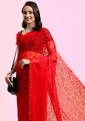 Vragi Net/Lace Embellished Blouse Material