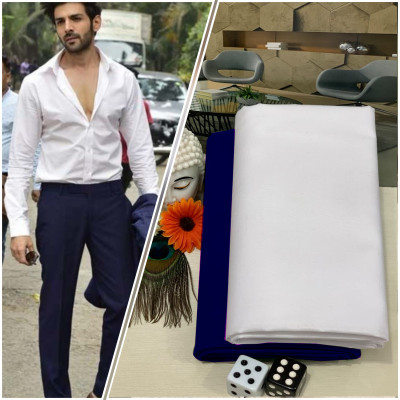 didhiti Cotton Blend Solid, Self Design Shirt & Trouser Fabric