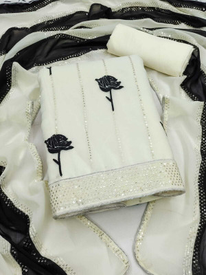 NEWHLSILKMILLS Pure Cotton Embroidered Salwar Suit Material