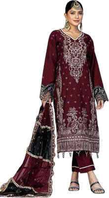 SHREEPAD ENTERPRISE Georgette Embroidered Salwar Suit Material