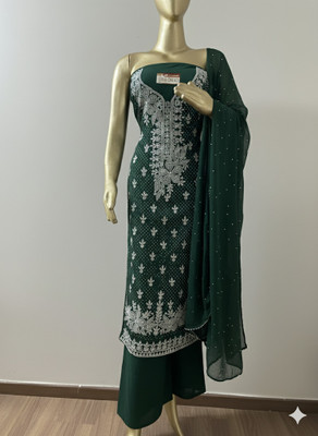 triokacreation Georgette Embellished Salwar Suit Material