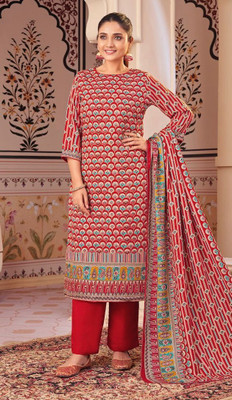 NAWABI COLLECTION Wool Printed Salwar Suit Material