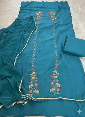 JASMINE Cotton Blend Embroidered, Floral Print, Embellished Salwar Suit Material
