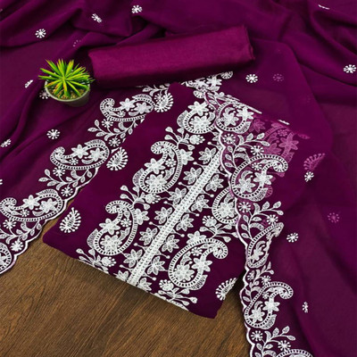 Peachmode Georgette Embroidered Salwar Suit Material