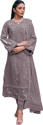 JINIMART Georgette Embroidered Salwar Suit Material