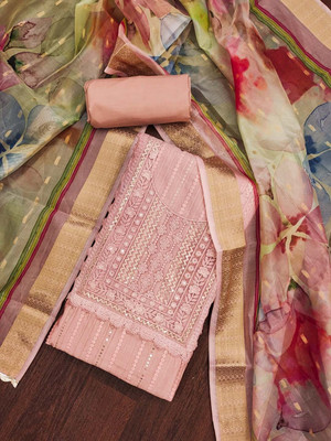 Tasrika Silk Blend Embroidered Salwar Suit Material