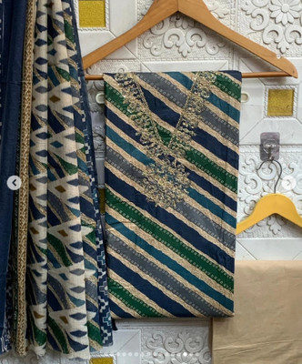 Meghdoot Textiles Pure Cotton Floral Print, Chevron/Zig Zag Salwar Suit Material