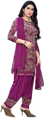 Nirvaan Crepe Solid, Floral Print, Printed, Geometric Print Salwar Suit Material
