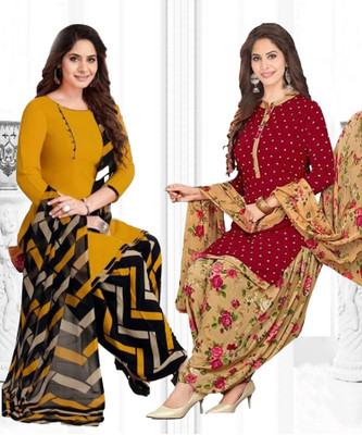 THIRA Crepe Solid, Printed Salwar Suit Material