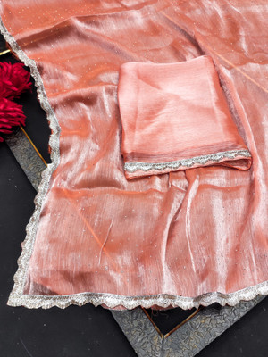 greeva enterprise Embellished Bollywood Jimmy choo Saree(Pink)